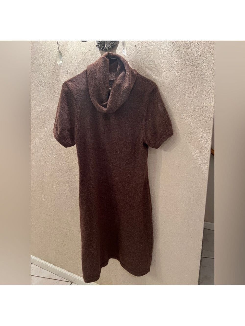 Kenar Chocolate Knit Cowl Neck Dress